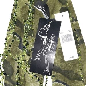 2 in 1 Belt or Scarve JONES NEW YORK Army Green Camo Bead Beaded Green Scarf